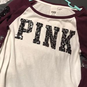 (SOLD)PINK Xsmall Cheetah Bling/Maroon longsleeve